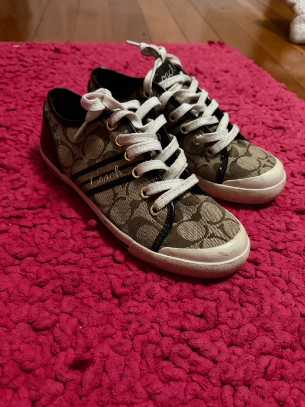 Brown/beige coach sneakers